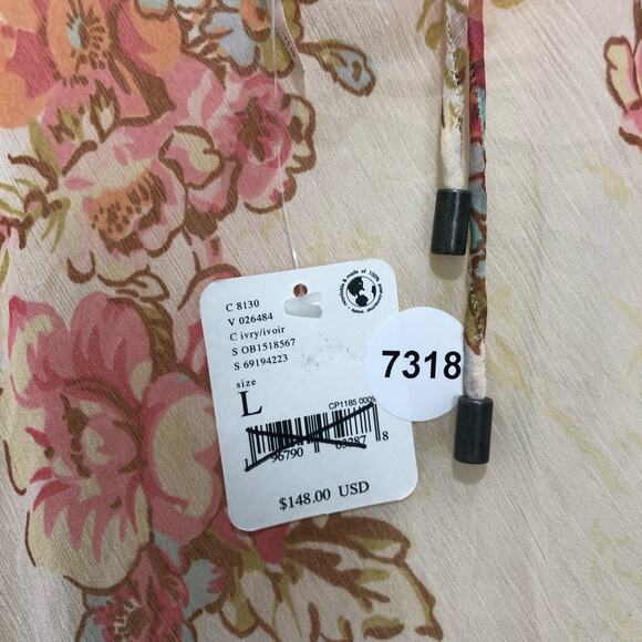 Free People Love To Love Floral Mini Dress Ivory Size L - Picture 7 of 7